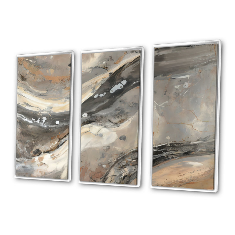 «Morning Effervescence I», ensemble d'art mural sur toile abstraite, H 28 po x l 36 po x P 1 po, Toile avec cadre blanc