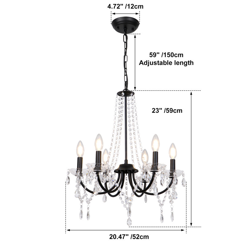 Faheema 6 - Light Dimmable Classic / Traditional Chandelier, Black
