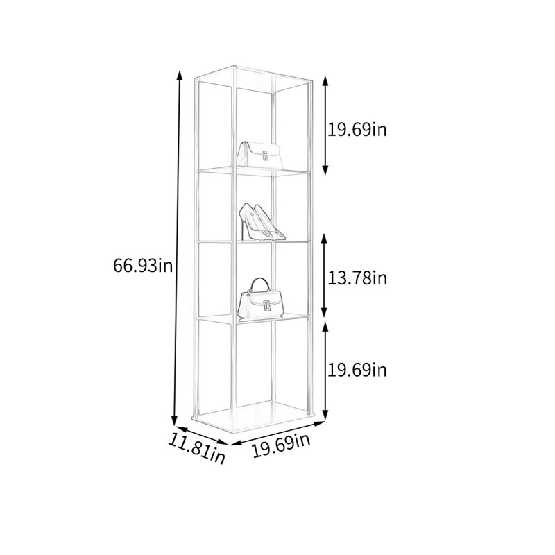 Tablette de présentation en acier inoxydable, (5 tablettes) H 66,93 po x l 19,69 po x P 11,81 po