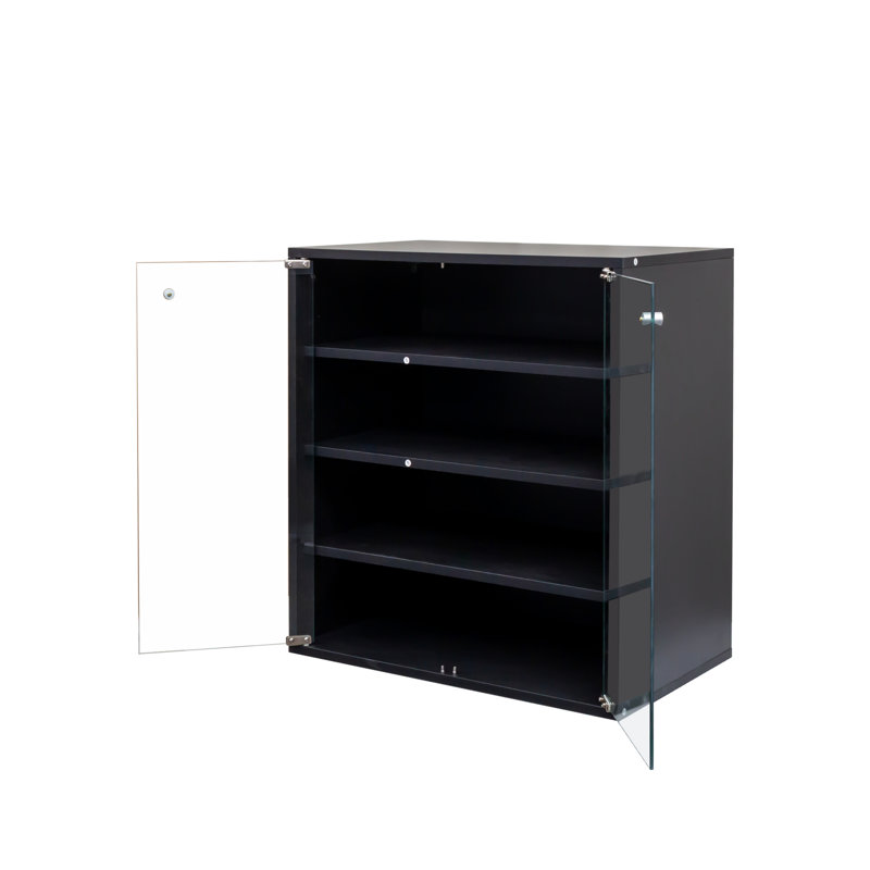Quality Shoe Box With Led - 4 Tier Stackable Wooden Storage Glass Door For Sneakers Stain, Black