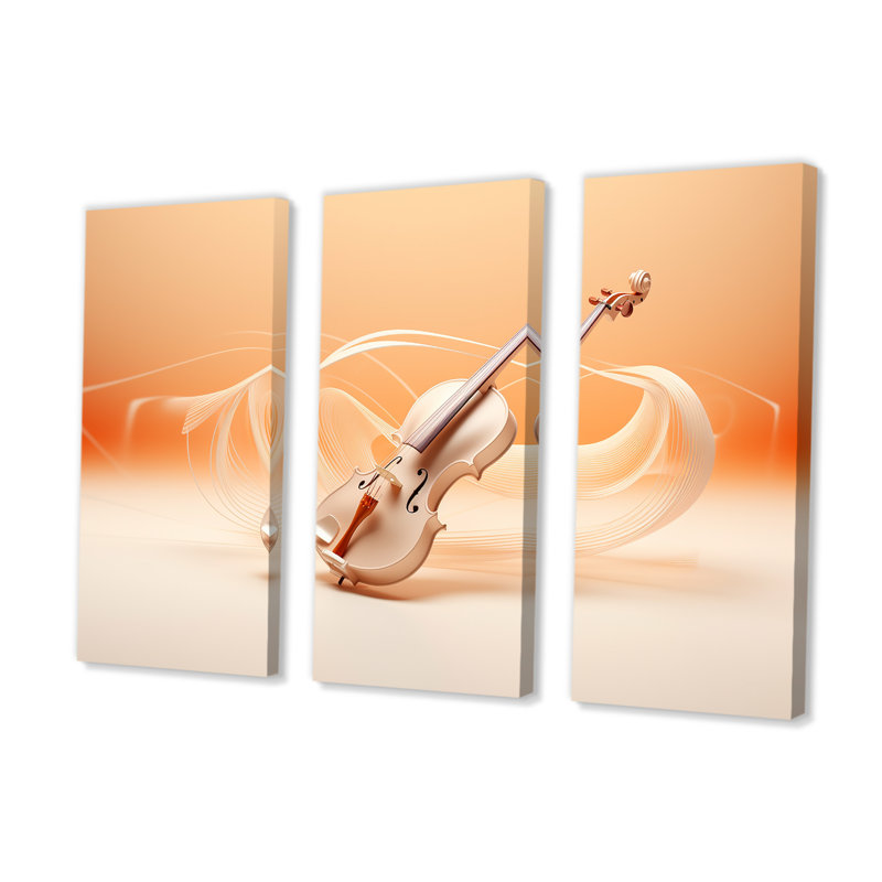 «Vibrant Violin Auburn Elegance II», ensemble de reproductions d'art mural musical, H 32 po x l 48 po