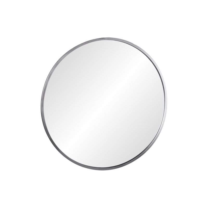 Miroir mural rond en métal avec finition métallique argenté