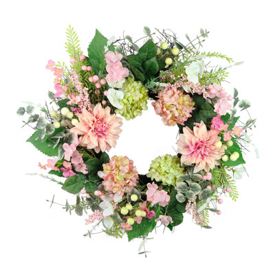26" Artificial Hydrangea & Dogwood Floral Spring Wreath