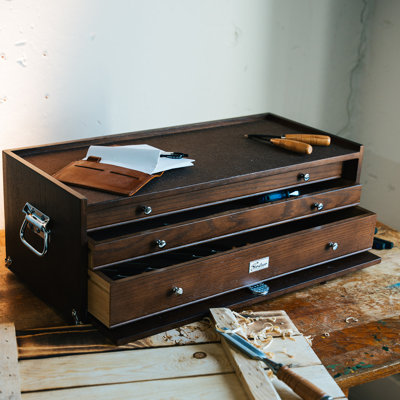 Gerstner International M24-D Mid-Base – Dark Oak 3-Drawer Modular Storage Unit