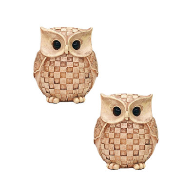 ensemble de 2 décorations de statue de hibou - Figurines de hibou mignon pour tablette, meuble télé, décorations de bureau de chambre à coucher