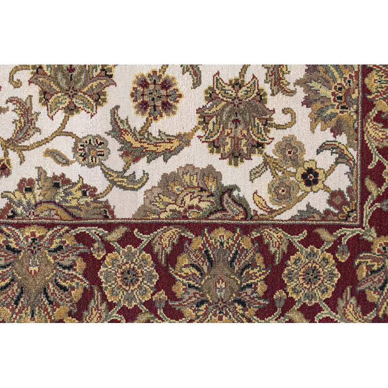 Tapis ivoire et rouge noué à la main de haute qualité