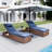 Outdoor Wicker Chaise Lounge Set Patio Reclining Chaise With Side Table And Cushions-1102288276