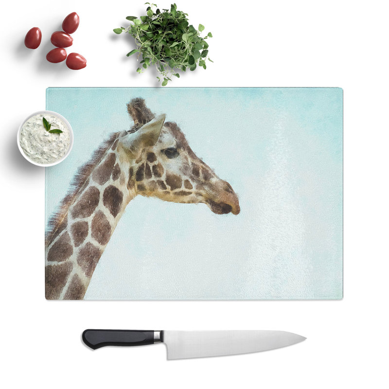 Tempered Glass Giraffe Profile Chopping Board, 20 cm x 28.5 cm