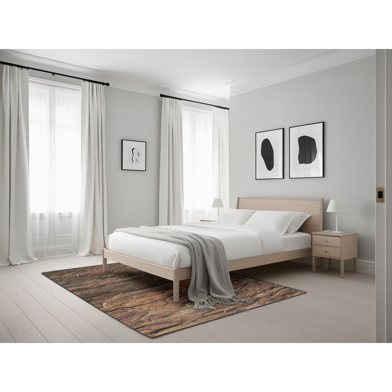 Tapis brun Wooden Things, Rectangle 5 pi x 7 pi