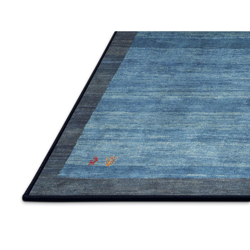 Tapis contemporain bleu / gris, Rectangle 8 pi x 10 pi