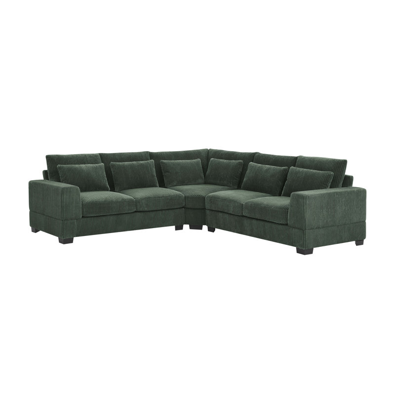 Laguna Modular Corduroy Sectional, Green Corduroy