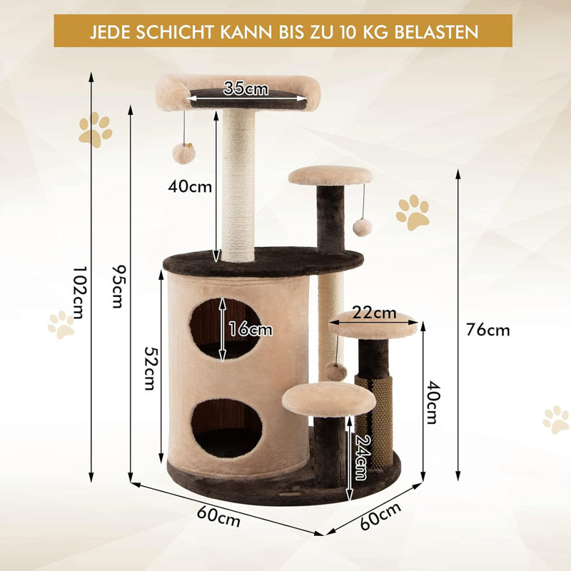 Vernonburg 102cm H Cat Tree, Brown