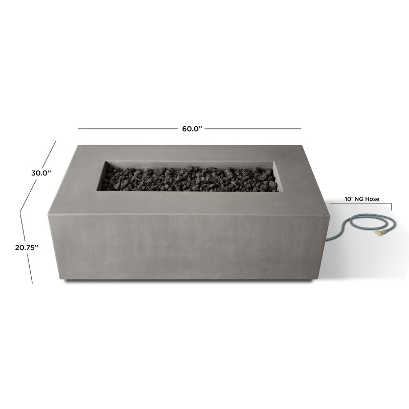Estes Concrete Propane Fire Pit Table by Jensen Co., Flint, Propane, 19" H x 60" W x 30" D