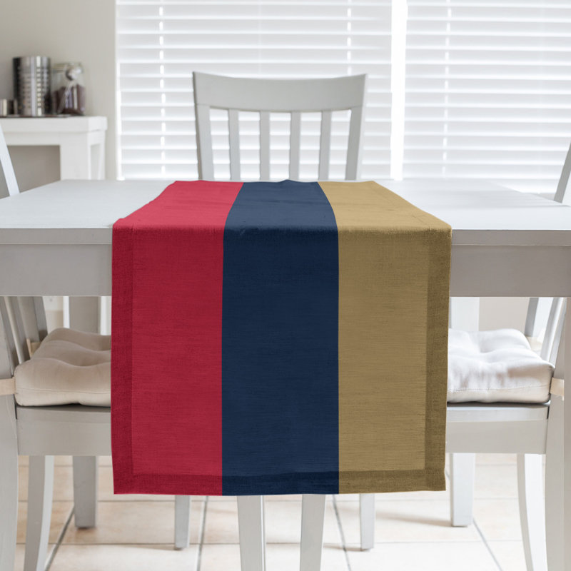 Chemin de table Florida, 90 po x 16 po, Rouge / bleu / doré mat, Polyester