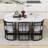 Malinda 7Pcs Dining Table Set for 6, with Faux Marble Table and 6 Geometric Chairs-877163378-877163379