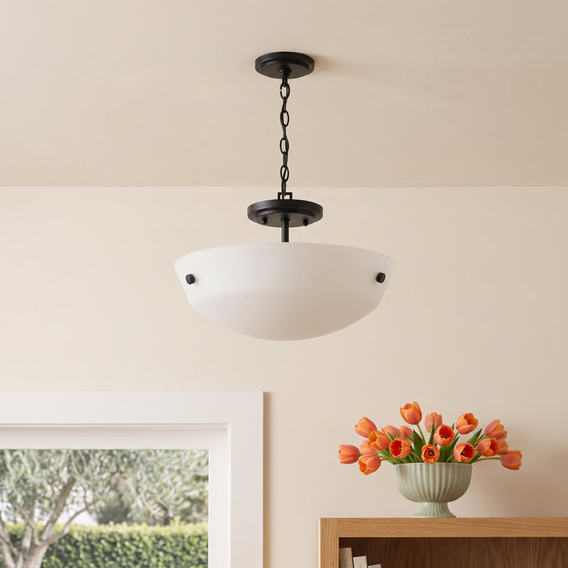 Elloise Glass Semi Flush Mount, No
