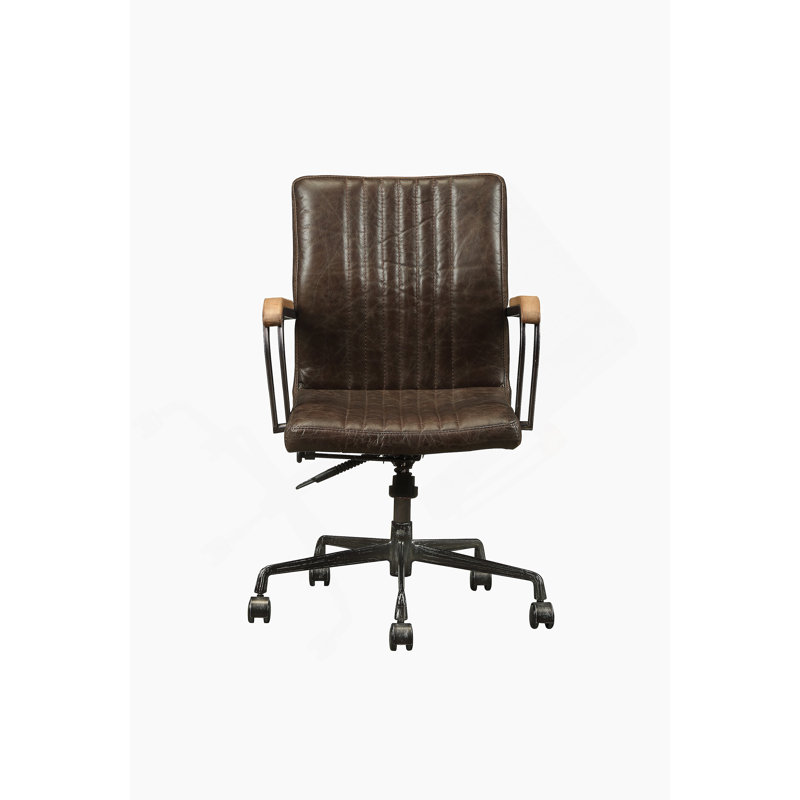 Chocolate Top Grain Leather Office Chair (Adjustable Height)