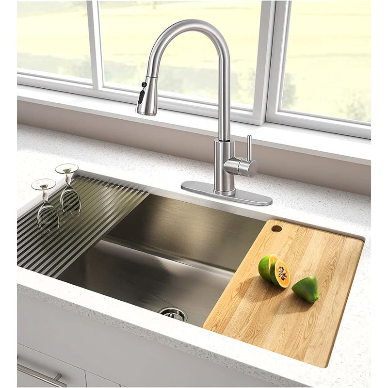 Brushed Nickel Stainless Steel Pull Down Kitchen Faucet