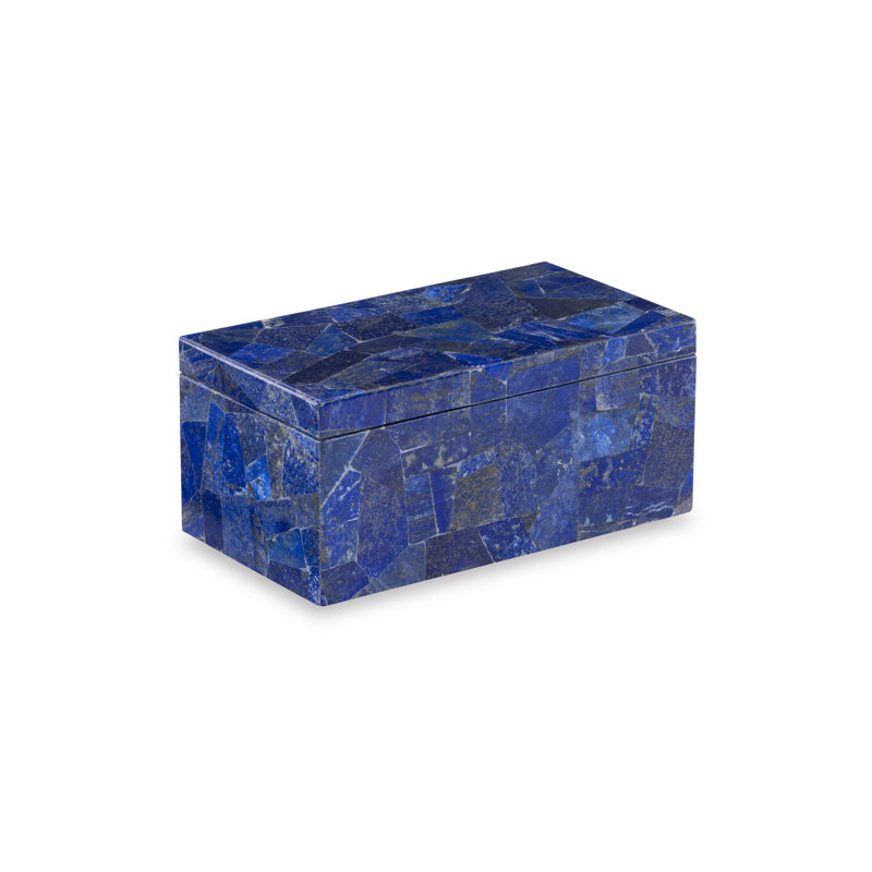 Handmade Lapis Lazuli Decorative Box, 4" H x 9" W x 5" D