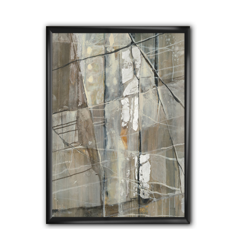 «Gray Silver Geometric Composition», reproduction sur toile encadrée, Cadre noir, H 20 po x l 12 po x P 1po