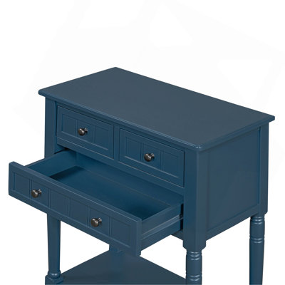 Slim Console Table With Storage Drawers And Bottom Shelf, Ideal For Narrow Spaces And Organizing Essentials.