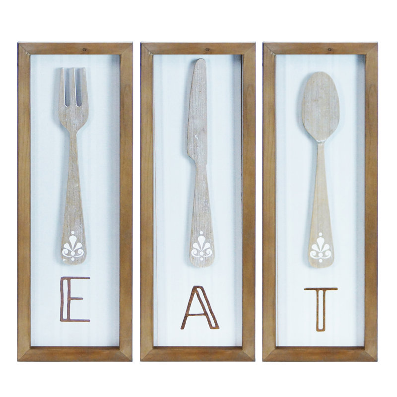 Ensemble de 3 panneaux en bois 16,88 po