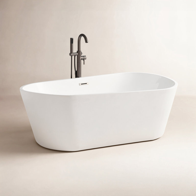 Baignoire de trempage autoportante en acrylique 71 po. X 32 po., Blanc / noir mat
