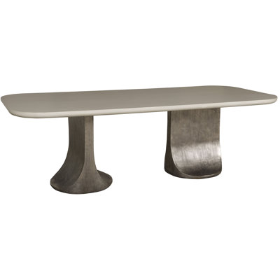 Reveal Solid Wood Top Metal Base Dining Table
