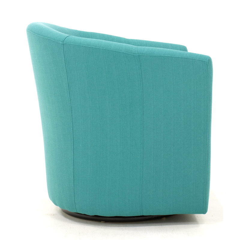 Hansell Upholstered Swivel Barrel Chair, Klein Peacock Basketweave