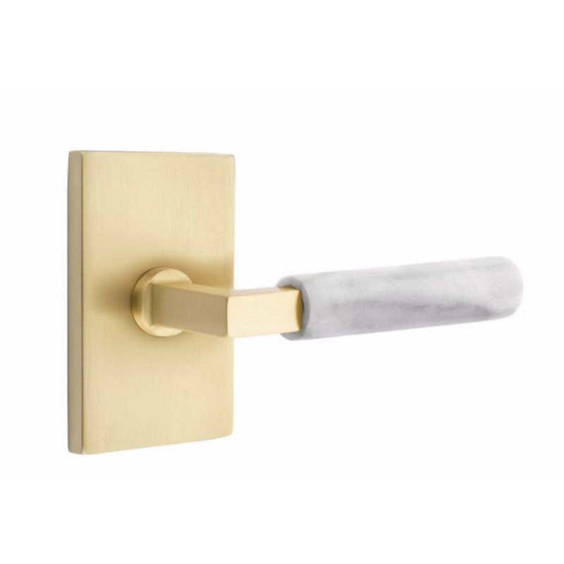 Select Single Dummy Door Lever, Satin Brass/White Marble