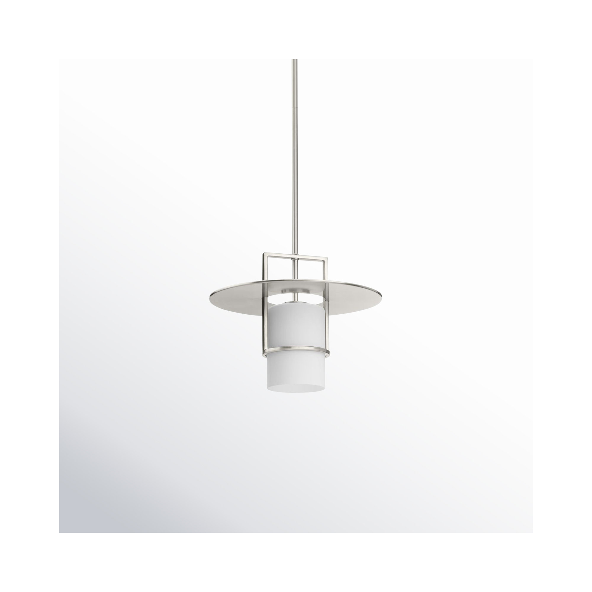 Cinder Single Light Etched Glass Dimmable Pendant, Brushed Nickel