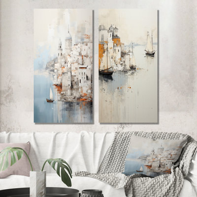 Minimalisme «Coastal Port Perception» - ensemble de 2 reproductions d'art mural
