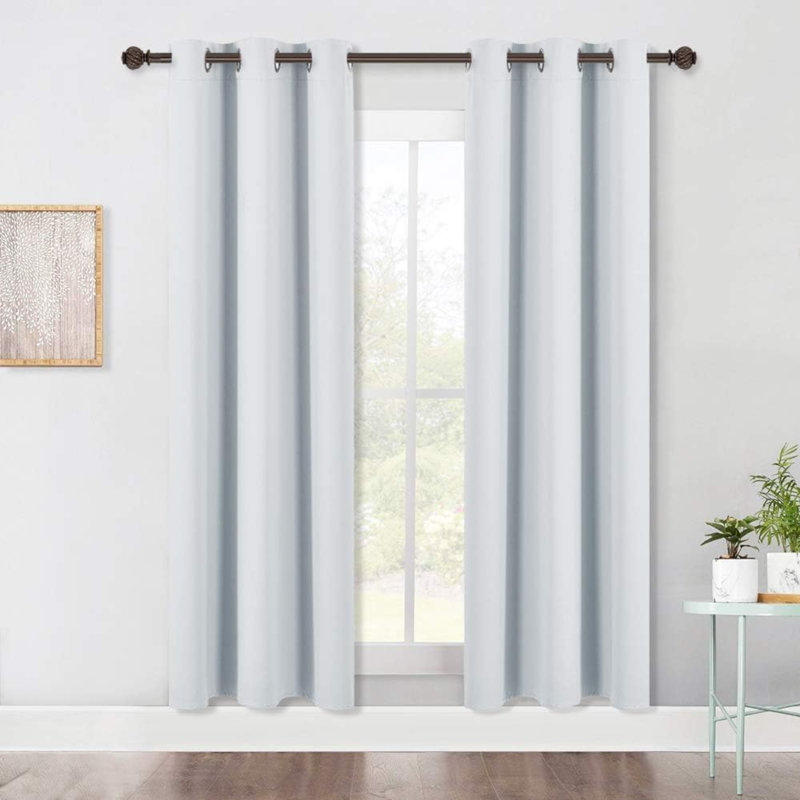 Blackout Curtain Pair, Greyish White, 42" W x 72" L