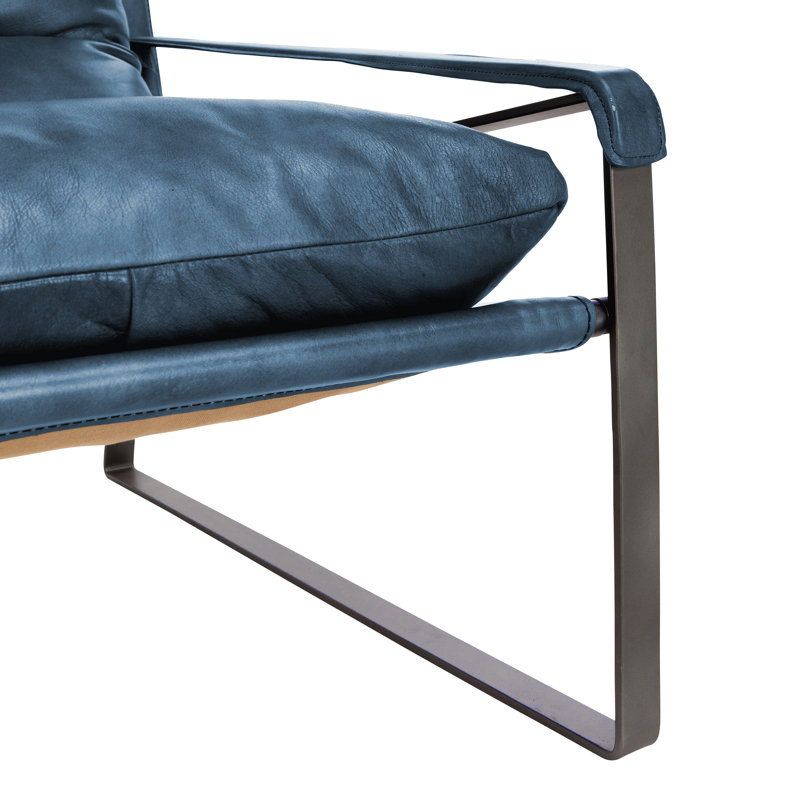 Morgan Accent Chair, Blue Genuine Leather