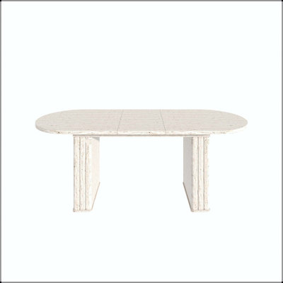 Oval Extendable Dining Table with Travertine Finish