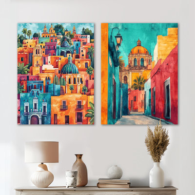 Mexico City in Vintage Light I - Mexico City 2 Piece Canvas Wall Art