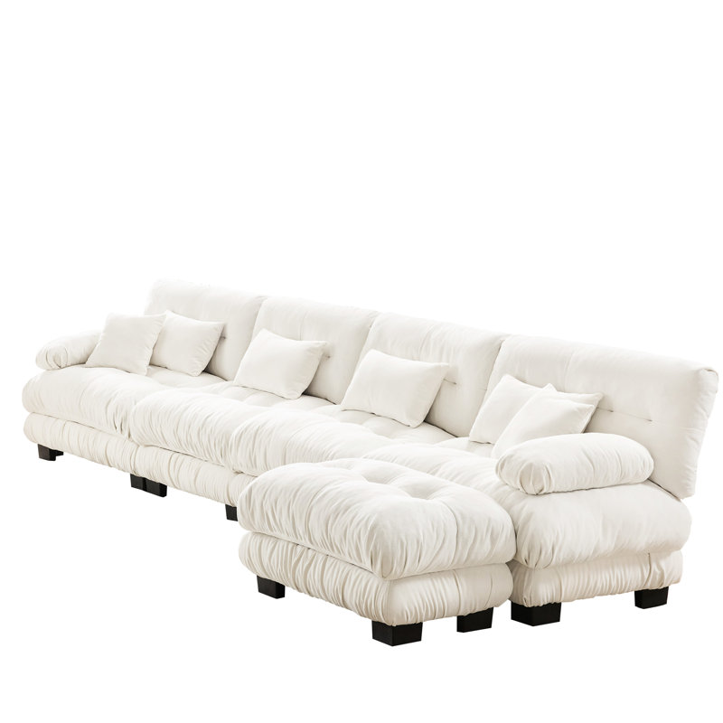 Ensemble de 4 coussins modulaires en chenille avec siège profond et soutien de la taille, 4