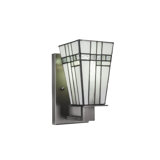 Blume Wall Sconce Shown In Graphite Finish With 5" Square New Deco Art Glass