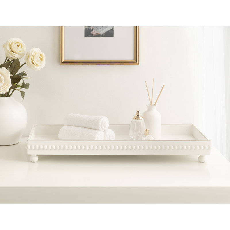Beaded Serving Tray with Feet
