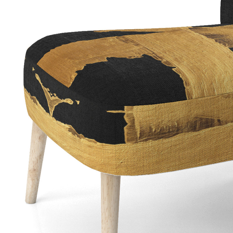 Crossing Paths II - Chaise d'appoint rembourrée moderne, Mélange de polyester doré / noir