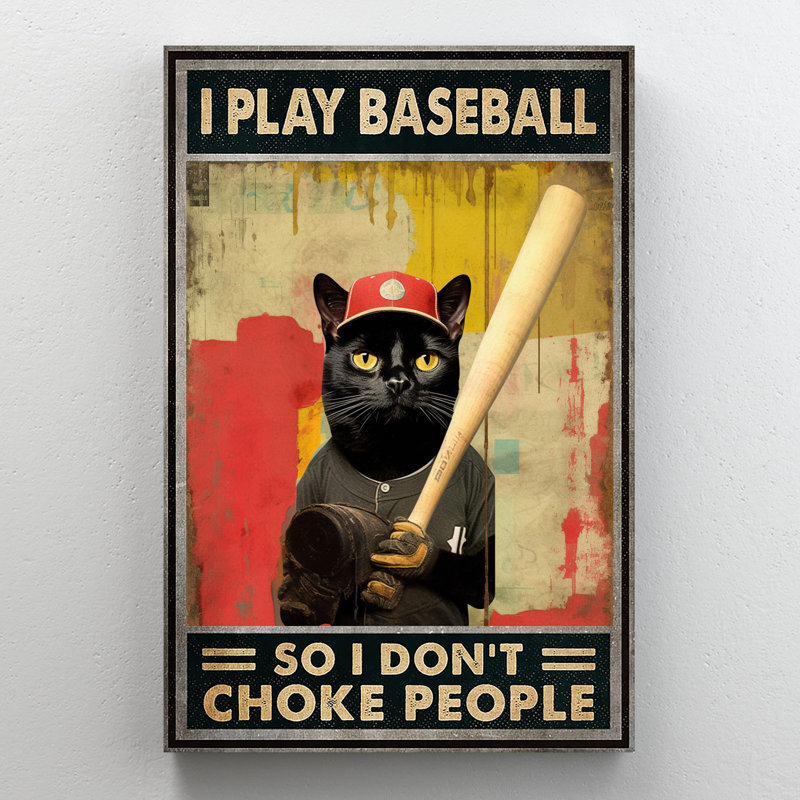 «I Play Baseball», reproduction d'art graphique sur toile tendue, H 20 po x l 16 po x P 1,25 po