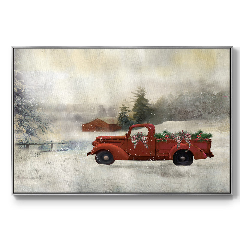 " Red Barn Winter ", Silver, 25" H x 37" W x 2" D