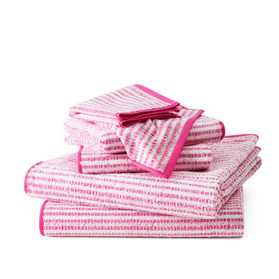 TOWN & COUNTRY PLAY 6-Piece Striped Reversible Terry Brights Set, 2 Bath, 2 Hand, 2 Wash, 100% BCI Cotton