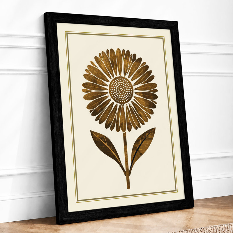 Sunflower Study Botanical - Framed Print, A3 - 42.0 x 29.7 cm, Black