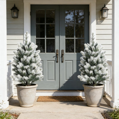 2 PCS 21 Inch Christmas Tree Floor Decoration Courtyard Simulation Pine and Cypress, Used for Porch, Passage, Garden, Outdoor Indoor UV Protection, Yard Art Decoration, Artificial Tree Indoor and Outdoor Holiday Display
