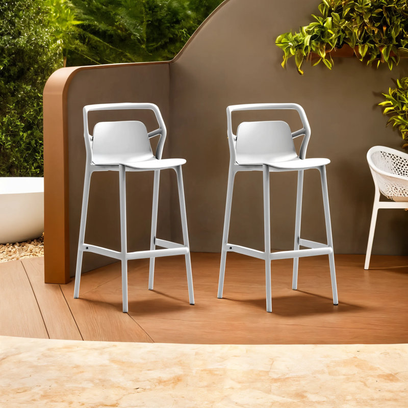 Tabouret d'extérieur Aspen, Blanc, Tabouret de comptoir (assise à une hauteur de 26 