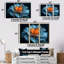 Ensemble de décorations murales délicates orange et bleu-490131731-490131740