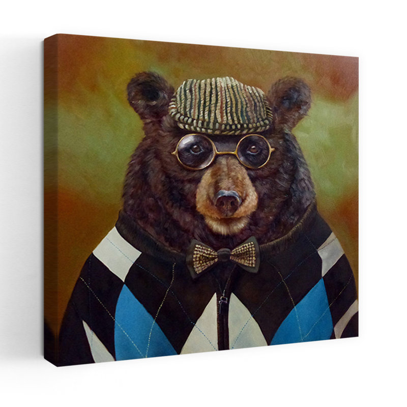 Papa, ours, art urbain contemporain, H 18 po x l 18 po