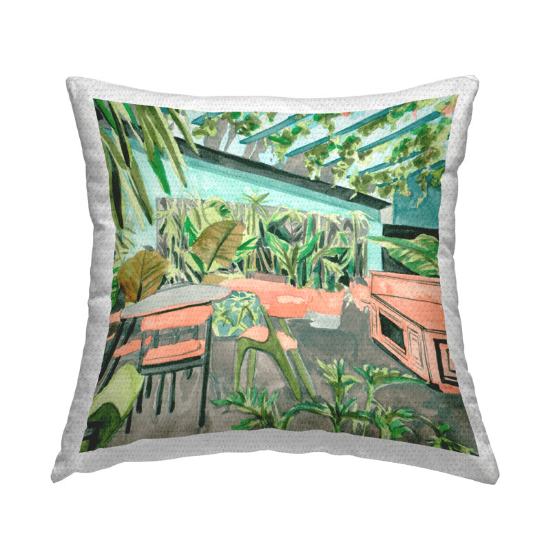 Coussin d'extérieur imprimé Greenhouse Plants Café par Melissa Wang