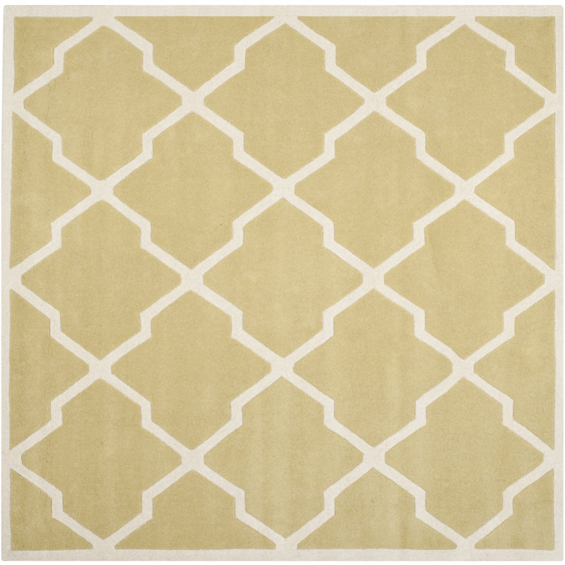Carolene Hand Tufted Wool Geometric Rug, Square 7'
